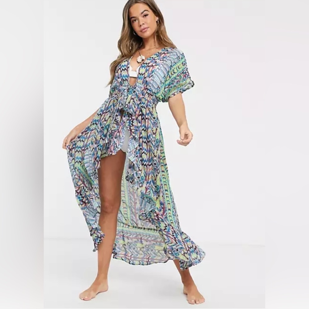 ✨America & Beyond Aztek Printed Wrap Maxi Dress✨ NWT